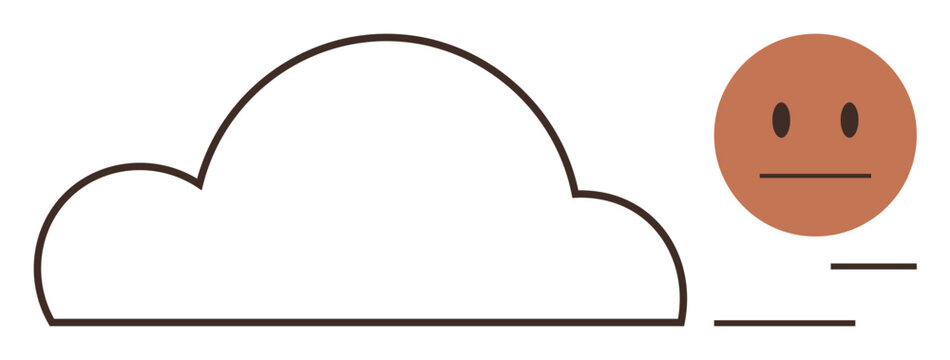 Cloud storage, user connectivity, internet services, data sharing, digital communication, technology design. A cloud shape next to a minimal human face icon. Cloud storage and user connectivity