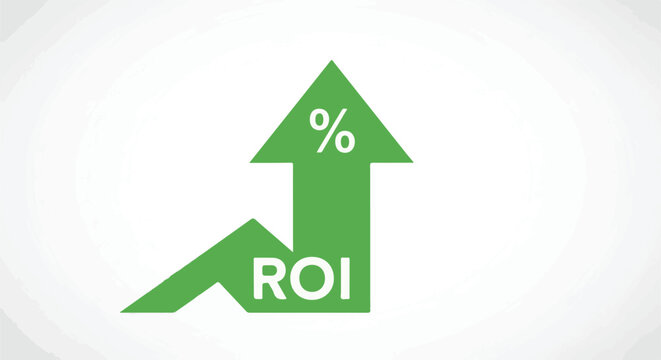 Green ROI percentage increase symbol