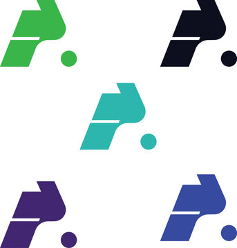 A creative 2x3 grid of stylized geometric &ldquo;P&rdquo; symbols, each featuring an angular shape with a small circle accent near the bottom right. 