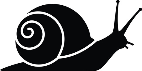 Minimalist black snail silhouette with spiral shell isolated icon vector illustration © FB Creative