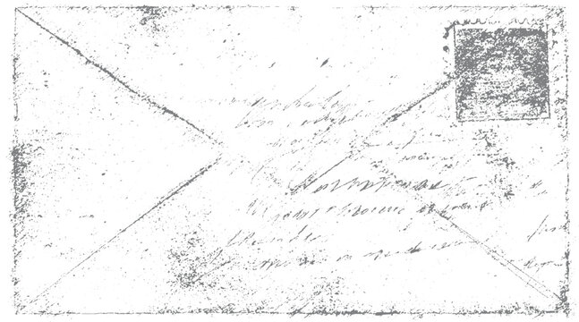 Aged grey envelope with faded handwritten script and postage stamp letter paper vintage