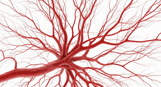 Detailed view of human blood vessels.