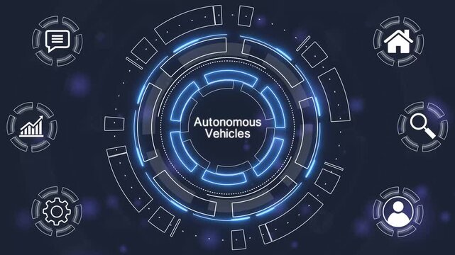 Futuristic Blue Circular HUD Interface Element with Bokeh Background technology digital.4k Animation.