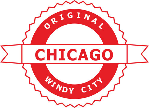 A vibrant red seal showcases the city of Chicago with a banner