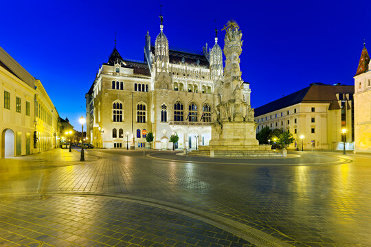 Ministry of Interior building in Budapest at sunset