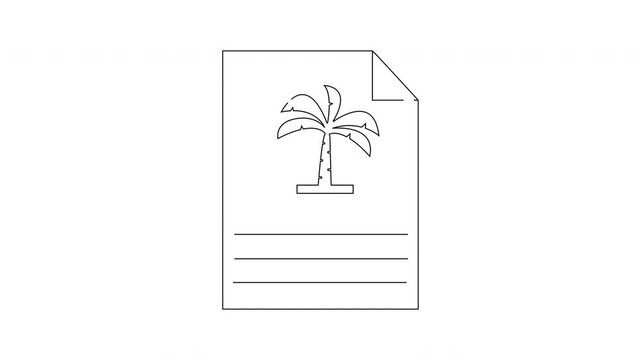 Palm Tree Document Icon Outline Simple Vector Illustration.