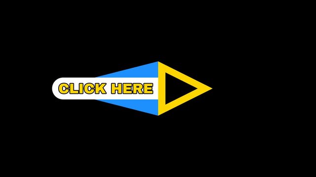 Animated Click Here Arrow Button on Black Background | Call to Action Pointer Motion Graphic