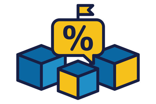 Percentage cubes strategy icon with percentage strategy business