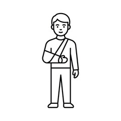 Obraz premium Person with Arm in Sling Injury Line Art Icon