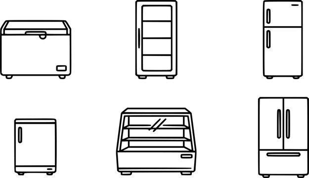 Freezer vector outline set icon. Vector illustration fridge on white background.

