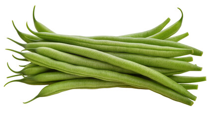 Fototapeta premium Heap of fresh green beans, isolated on transparent background