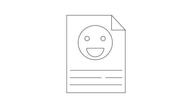 Simple Line Drawing of a Document with a Smiley Face Icon.