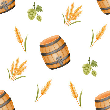 Watercolor Oktoberfest Seamless Pattern