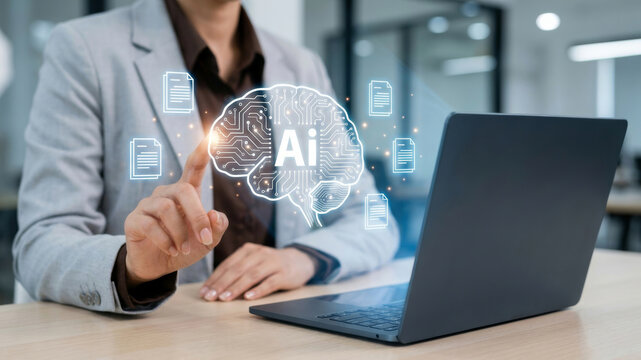 Artificial intelligence summary ai future concept digital document data. Summary AI, intelligence report management, document information innovation system analysis, automation, data, summarize