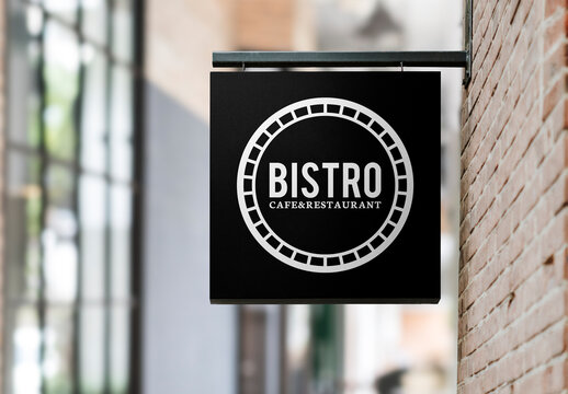 Modern Bistro Sign Mockup PSD