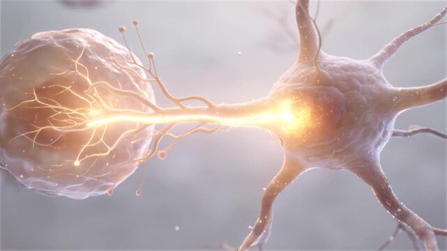 Neural Spark: An intricate illustration showcasing the vibrant interaction between neuron cells, highlighting the electric impulses that underpin human thought.