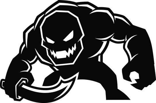 Menacing monster creature with sharp teeth and claw vector illustration