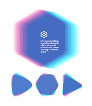 Geometric hexagonal and triangle elements isolated on a white background. Offset and overlapping layers. Semi-transparent element. Template for an invitation to an event or conference. Vector.