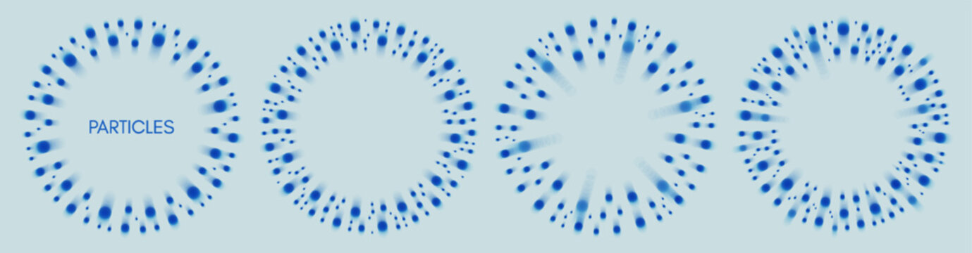A circular frame of ink dots of varying sizes. Empty space for text. Paint smear effect. 3D illustration for brochure, poster, card, flyer or banner.