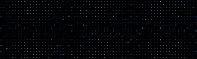 Obraz premium Abstract Geometric Pattern of Blue and Green Shapes on Black Background for Digital Design and Technology Concepts