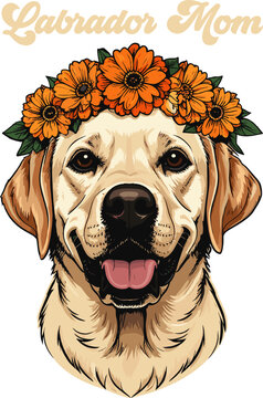 Labrador Mom Floral Labrador Retriever Dog Lover Cute Sunflower Puppy Graphic