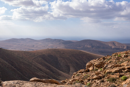Rocky mountain landscape at Risco de las Pe&ntilde;as viewpoint in Fuerteventura