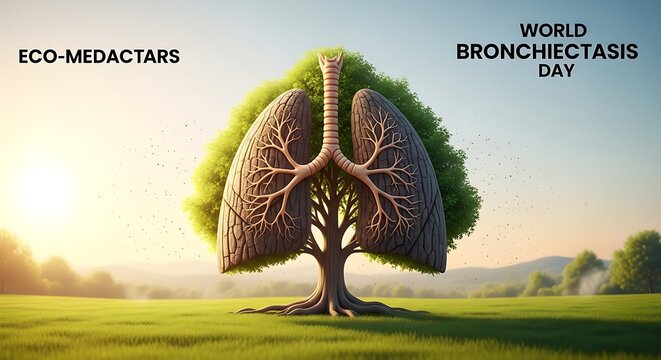 World Bronchiectasis Day Awareness Concept with Lung Shaped Tree