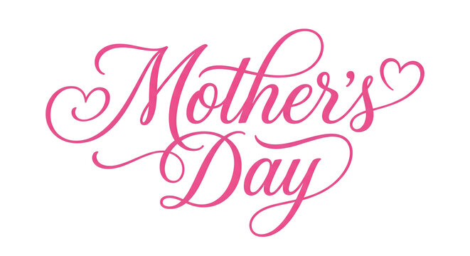 Mothers day calligraphy handwritten greeting card text pink