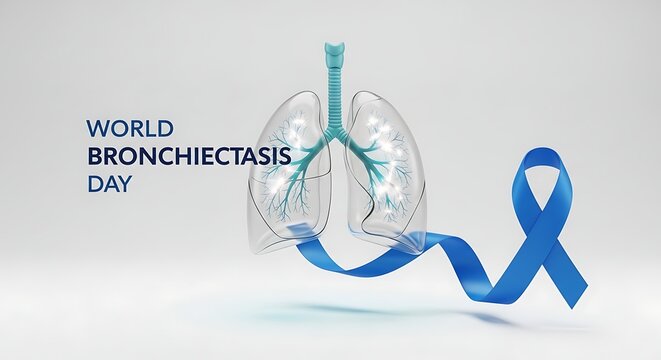 World Bronchiectasis Day Awareness Medical Illustration with Lungs