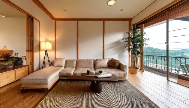 Bright and Airy Living Room with Balcony View.