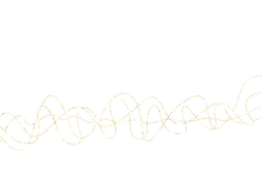 Golden thread abstract wavy pattern in soft studio light with copy space for design