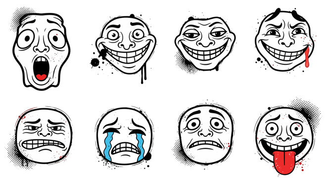Collection of emoticon faces with various expressions.