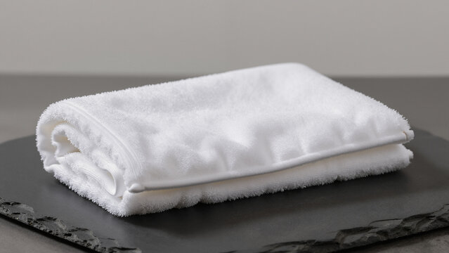 Rolled White Terry Cloth Headband on Slate Landscape