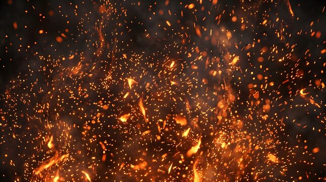 Abstract Fire Particles Texture &ndash; Glowing Sparks and Ember Background for Cinematic Design
