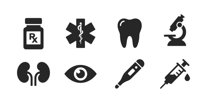Medical Research and Human Anatomy Icons. Biology & Laboratory Diagnostic vector Set