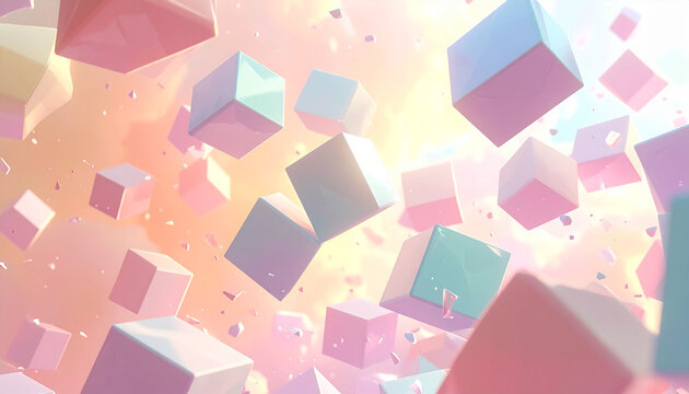 Floating cubes in pastel colors