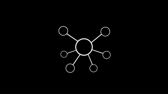 Networking concept. WHITE line icon animation on transparent background