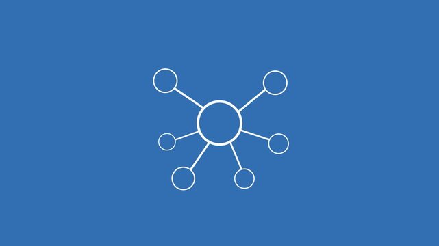 Networking concept. WHITE line icon animation on transparent background