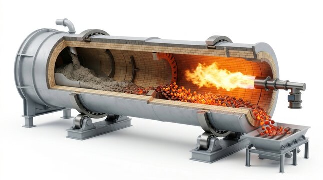 Rotary Kiln Cross Section Industrial Furnace 3D