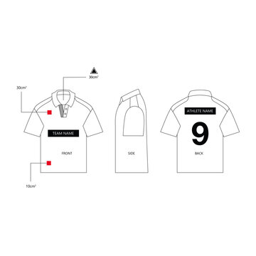 Custom Sports Jersey Template Design Front Side Back View | Editable Team Uniform Template with Player Name Number | Professional Apparel Flat Vector Illustration for Branding & Print