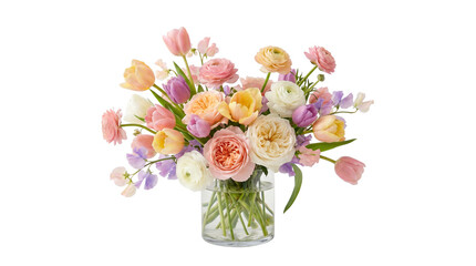Obraz premium Vibrant Spring Floral Arrangement in Glass Vase
