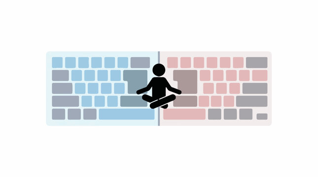 Person Meditating on Computer Keyboard for Digital Wellness