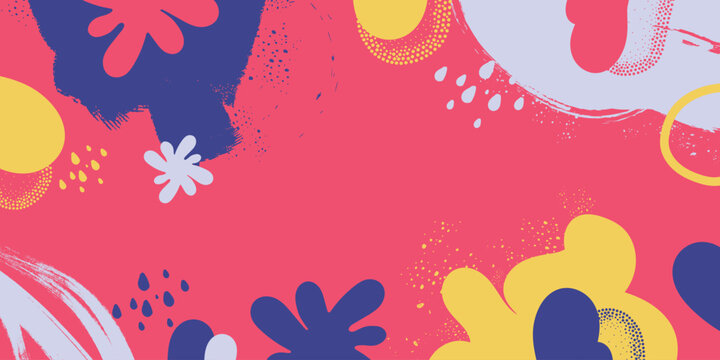 Cute doodle pattern background with abstract shapes and dots. Modern vector pattern for Banner, Flyer, Cover...