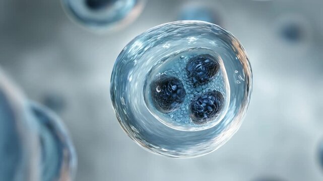 Microscopic marvel: A detailed view unveils a singular cell under high magnification, showcasing the intricate wonders of the microscopic world.