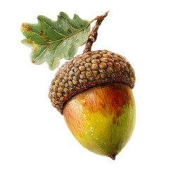 Acorn, watercolor drawing vector, isolated on a white background. © F-ART
