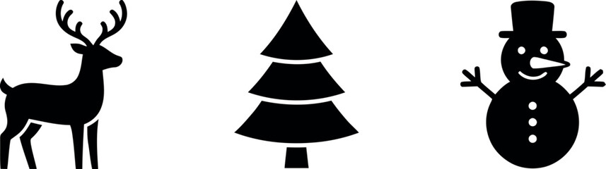 Christmas icons set with reindeer tree and snowman © Rifat