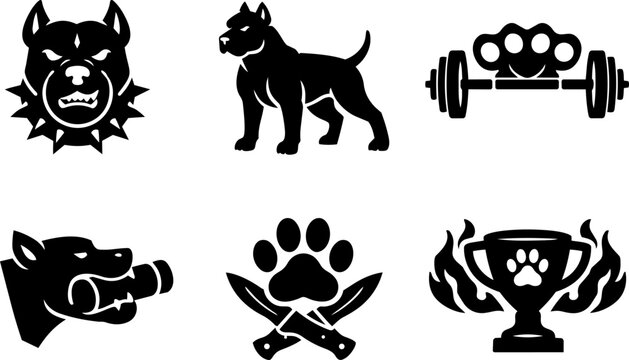 Dog training and sport competition icons. Vector