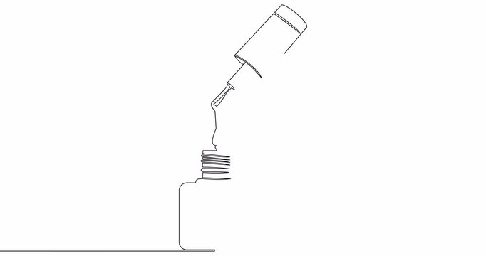Self drawing line animation Decorative cosmetics for manicure and pedicure Nail polish continuous one single line drawn concept video
