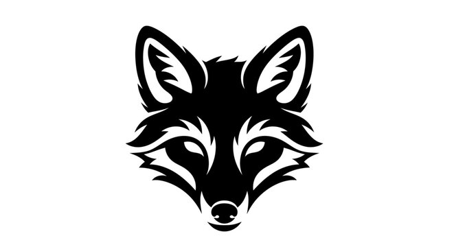 Black Fox Head Silhouette Icon Graphic Design