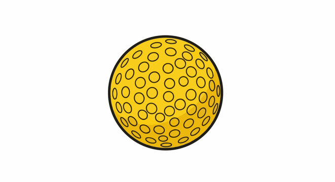 A bright yellow golf ball with dimples, on a white background